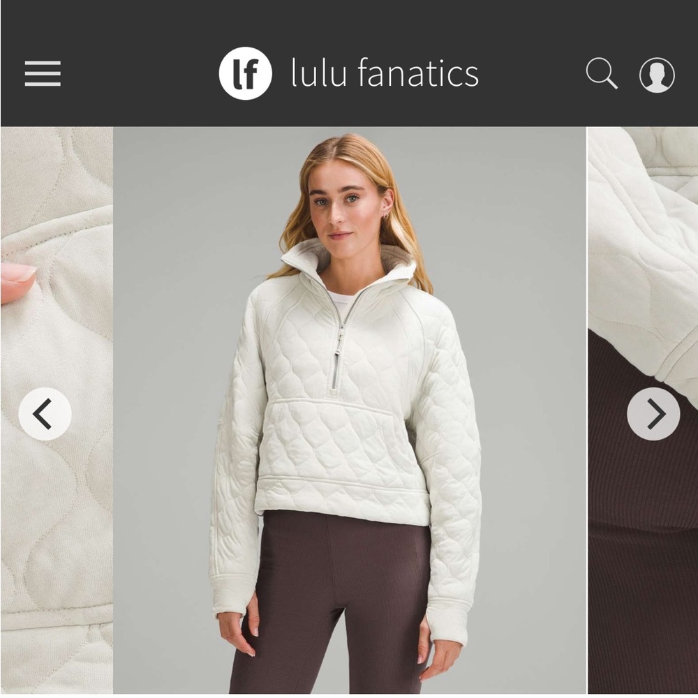 lululemon athletica scuba quilted half zip